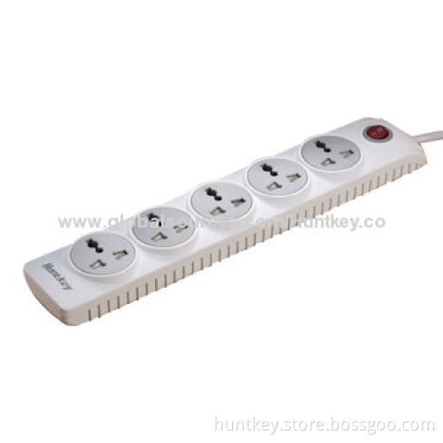 Universal Power Strip with 5 Sockets and Child Protection, One-piece Copper Bar Structural Design